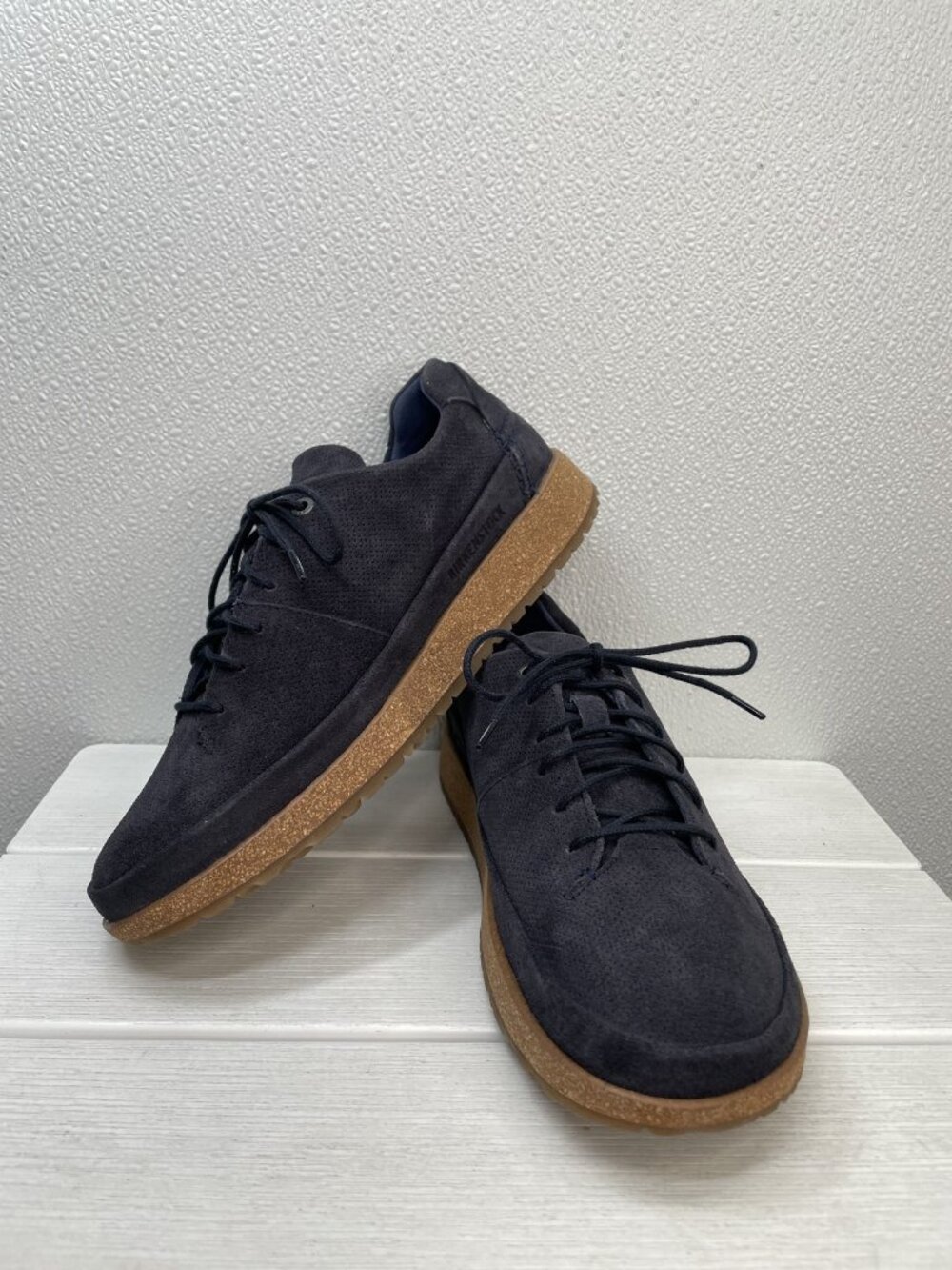 Birkenstock Honnef Low Unisex Mens Size 8 Womens 10 Blue Suede Lace Up Sneakers